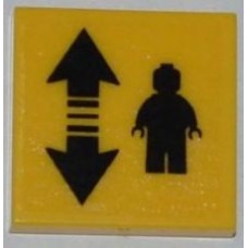 Part 3068bpb0473 Yellow Tile 2 x 2 with Black Double Arrow and Minifig Pattern (Sticker) - Set 3368 